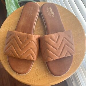 Brown Quilted Slide Sandals coach and four